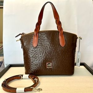 Dooney & Bourke Ostrich Celeste Satchel - Dark Brown - NWT
